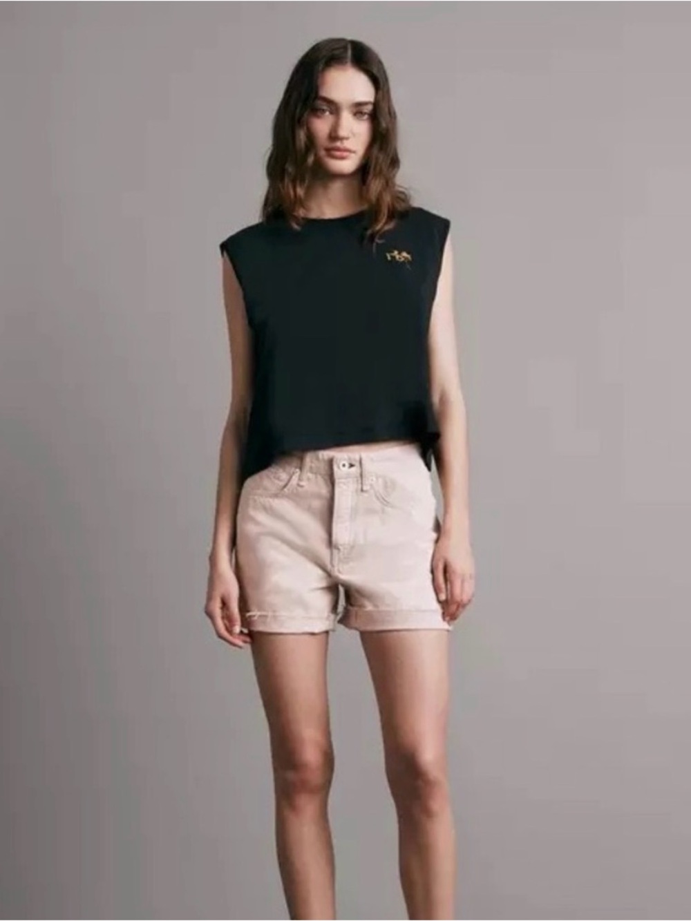 Rag & Bone Rosa Mid-Rise 4” Denim Jean Shorts Jorts Blush Pink Sz 26 Distressed